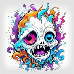 AI generated illustration of a monstrous character in vibrant colors for Halloween