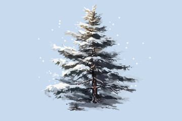 Snow Covered Christmas Pine Tree 