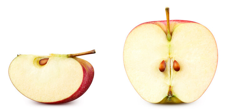 Red apple with leaves isolated. Apple on white background. Set of red appl with clipping path