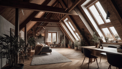 Scandinavian-style attic renovation - obrazy, fototapety, plakaty
