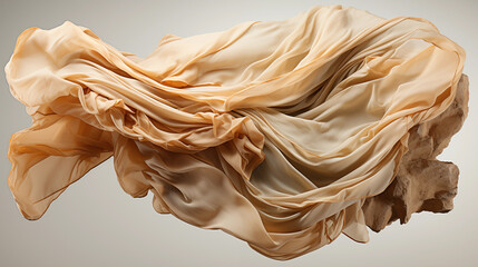 Beige fabric. Textile isolated on solid background. 