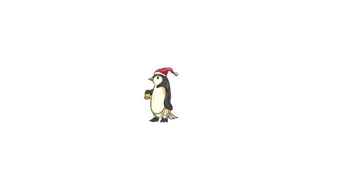 Animation of a penguin with a christmas hat