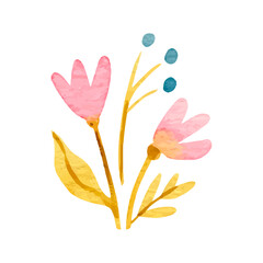 Vector hand painted watercolor flower on white