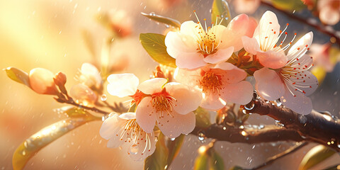 Close up of apricot flowers in the nature.  - obrazy, fototapety, plakaty