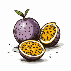 Passion fruit hand-drawn illustration. Passion fruit. Vector doodle style cartoon illustration