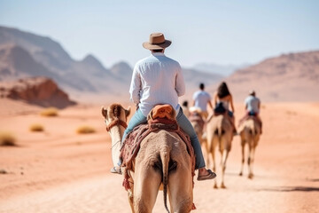 person riding camel in the desert