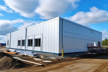 Fototapeta premium facade of an industrial building and warehouse 