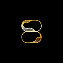 Number 8, beautiful elegant golden alphabet striped font, classic Arab numeral perfect for wedding invitations, anniversary or fashion, brand name or logo design, vector illustration 10EPS