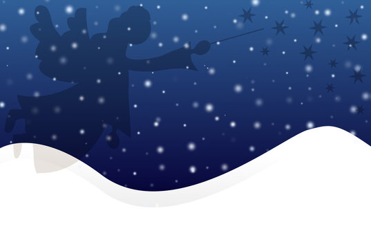 festlicher Weihnachtlicher Hintergrund mit Engel, Schnee und Textfreiraum