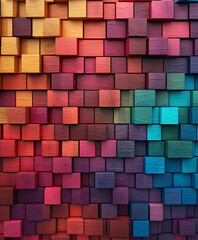 Wood Brick Wallpaper Animated Modular Sculpture with Mesmerizing Abstraction.