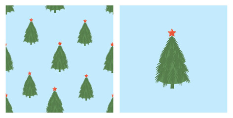 Naklejka na ściany i meble Seamless pattern with Christmas tree on white background vector illustration.
