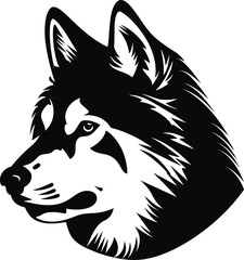 Akita inu silhouette in black color. Laser cutting eps10 vector template or tattoo art.