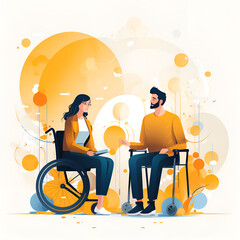 Vector image of a girl with disabilities