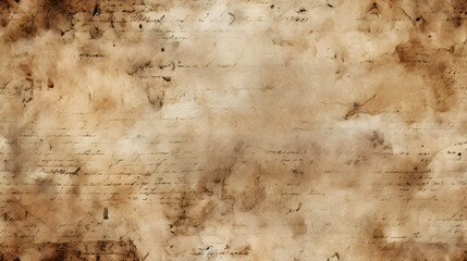 Aged parchment texture with faded calligraphy - obrazy, fototapety, plakaty