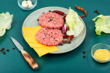 Uncooked ground mince beef