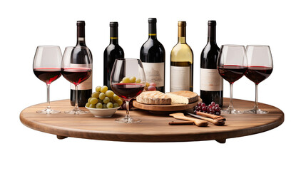 Burgundy Wine Tasting Table Isolated on Transparent or White Background, PNG