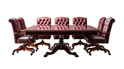 Mahogany Boardroom Table Isolated on Transparent or White Background, PNG