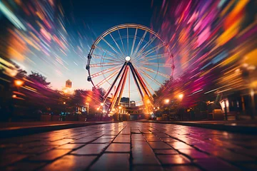Fotobehang colorfull ferris wheel at night © Alex Bur