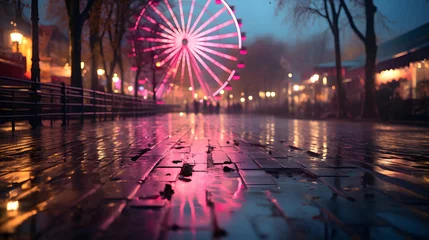 Deurstickers colorfull ferris wheel at night © Alex Bur