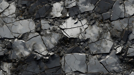 Crumbled concrete with rebar in urban wasteland texture - obrazy, fototapety, plakaty