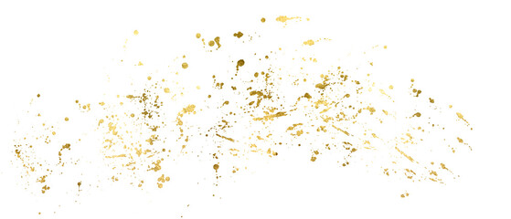Gold sparkle splatter border . Gold Foil Frame Gold brush stroke on transparent background.