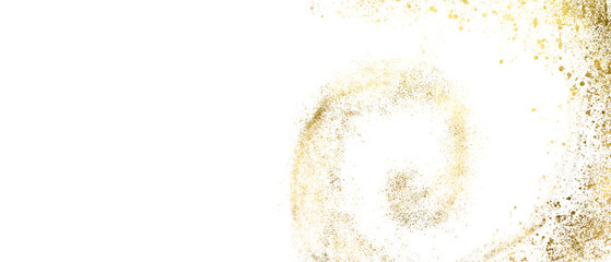 Gold sparkle splatter border . Gold Foil Frame Gold brush stroke on transparent background.