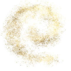 Gold sparkle splatter border . Gold Foil Frame Gold brush stroke on transparent background.