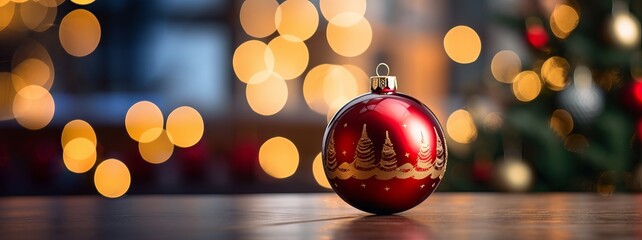 Festive and cozy Christmas scene with colorful ornaments and snowflakes on rustic wooden background © Ameer