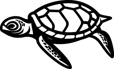 Turtle silhouette in black color. Laser cutting eps10 vector template.