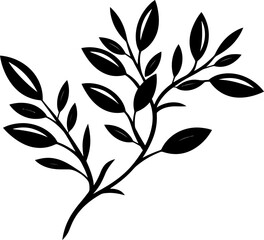 Branch with leaves silhouette in black color. Laser cutting eps10 vector template.