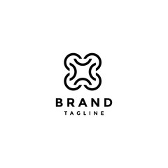 Simple Drone Icon Curved Line Logo Design. Simple Curved Lines Form a Drone Icon Design.