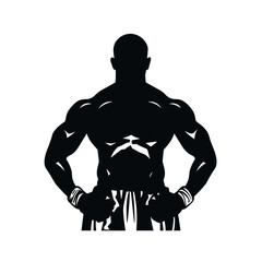MMA fighter black icon on white background. MMA fighter silhouette