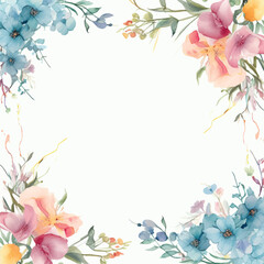 Fototapeta premium square watercolor frame with flowers