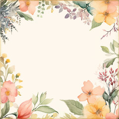 square watercolor frame with flowers