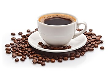 Aromatic journey of espresso and rich coffee aromas on white background isolated. Morning elixir. Showcasing art of essence of caffeine