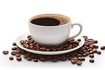 Obraz premium Aromatic journey of espresso and rich coffee aromas on white background isolated. Morning elixir. Showcasing art of essence of caffeine