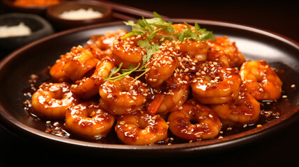 Prawns in a spicy honey sauce