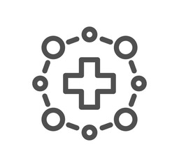 Obraz premium Hospital and medical care related icon outline and linear vector.