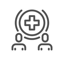 Hospital and medical care related icon outline and linear vector.