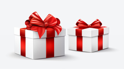 A present box featuring a crimson ribbon, available on both a transparent and white backdrop. Generated with Generative AI.