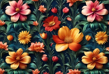 Fototapeta na wymiar floral fabric background in simple style
