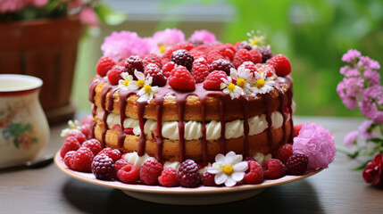 Raspberry Easter cake