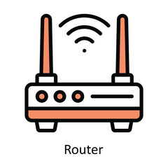 Router vector Filled outline Design illustration. Symbol on White background EPS 10 File