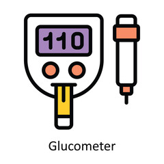 Glucometer vector Filled outline Design illustration. Symbol on White background EPS 10 File