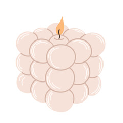 Scented burning candle. Decorative design elements. Hand drawn vector illustration isolated on light background in modern trendy flat cartoon style.