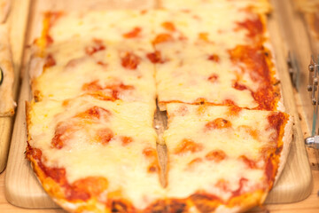 background of italian pizza in a cafe