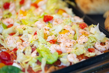 background of italian pizza in a cafe