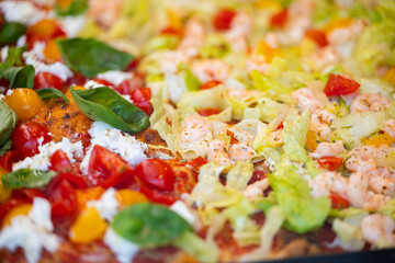 background of italian pizza in a cafe