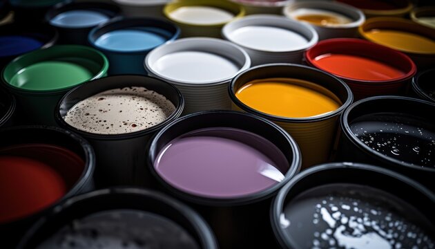 Photo of Close-Up of Vibrant Paint Colors Creating Abstract Art