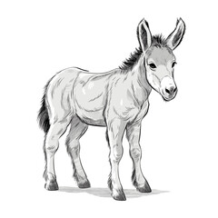 Donkey foal hand-drawn illustration. Donkey foal. Vector doodle style cartoon illustration